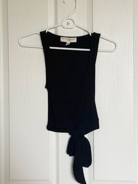 Social Project T : Sleeveless Tie-Front Ribbed Tank Top Black - Size XS NWOT